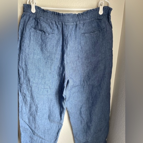 Charter Club Women's Linen Cropped Pull-On Pants Blue Ocean - Picture 11 of 12